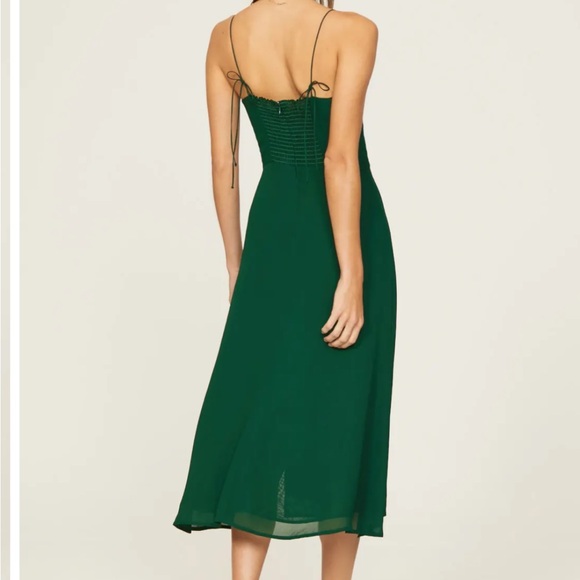 Reformation Juliette Dress in color emerald - Picture 2 of 8